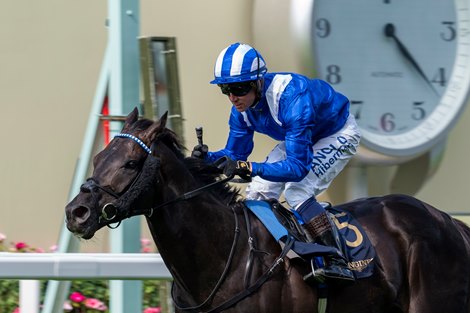 Mostahdaf and Jim Crowley win the G1 Prince of Wales Stakes, Royal Ascot, Ascot Racecourse, UK, 6/21/23, Mathea Kelley