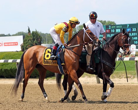 Clairiere with Joel Rosario win the 55th Running of The Ogden Phipps (GI) at Belmont Park on June 10, 2023. Photo By: Chad B. Harmon