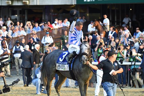 Arcangelo wins the 2023 Belmont Stakes at Belmont Park