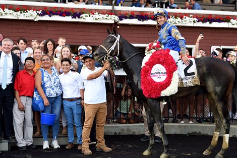 Wet Paint wins the 2023 Coaching Club American Oaks at Saratoga