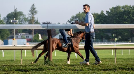 Corbin Blumberg at the Oklahoma Training Center adjacent to the Saratoga Race Course Wednesday July 19, 2023 in Saratoga Springs, N.Y. Photo  by Skip Dickstein