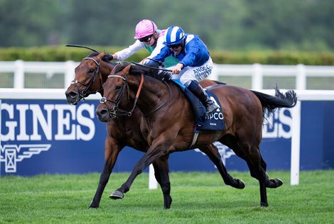 Hukum (Jim Crowley) beats Westover in the King George VI and Queen Elizabeth Stakes Ascot 29.7.23 Pic: Edward Whitaker