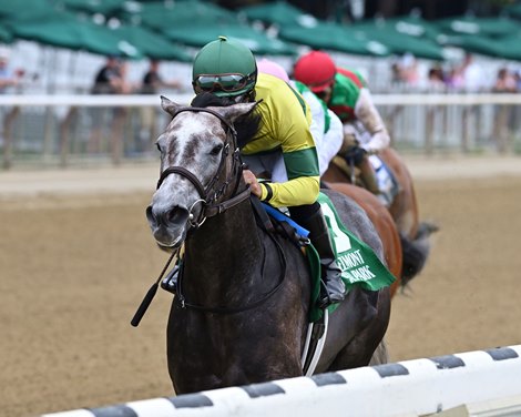 Maple Leaf Mel wins the 2023 Victory Ride Stakes at Belmont Park