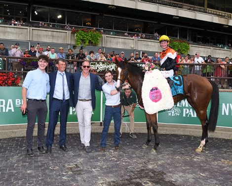 Aspen Grove wins the 2023 Belmont Oaks Invitational Stakes at Belmont Park