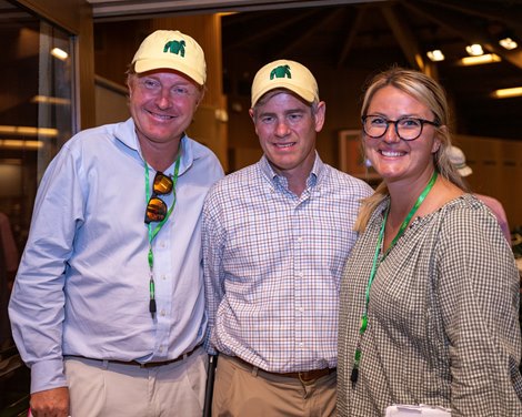 (L-R): Team Runnymede are Romain Malhouitre, Brutus Clay, and Hannah Davies. Hip 669 colt by McKinzie out of Puca at Runnymede<br>
Keeneland sales scenes on Sept. 13, 2023.