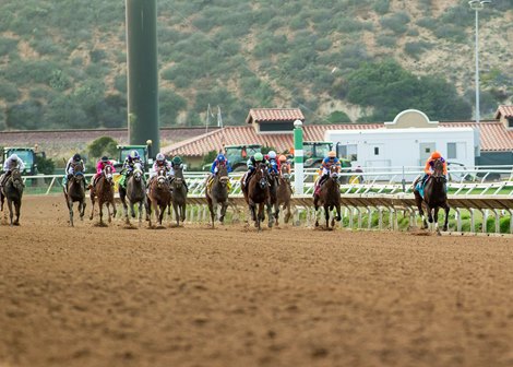 Tamara and jockey Mike Smith, right, win the Grade I, $300,000 Del Mar Debutante, Saturday, September 9, 2023 at Del Mar Thoroughbred Club, Del Mar CA.&#169; BENOIT PHOTO