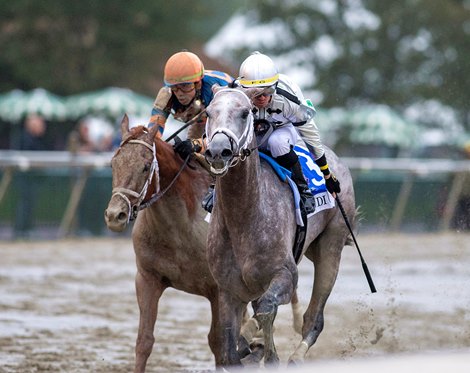 Saudi Crown #3 with Florent Geroux riding won the $1,000,000 Grade 1 Pennsylvania Derby at Parx Racing in Bensalem, Pennsylvania on September 23, 2023. Photo By Joe Labozzetta /EQUI-PHOTO