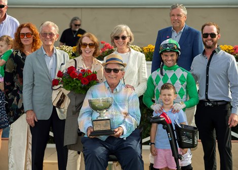 Closing Remarks and jockey Umbert Rispoli win the Grade II, $250,000 John C. Mabee Stakes, Saturday, September 9, 2023 at Del Mar Thoroughbred Club, Del Mar CA.<br>
© BENOIT PHOTO