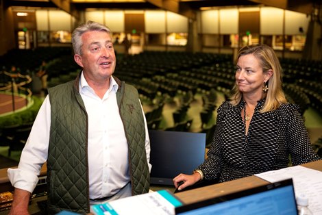 (L-R): Keeneland Reps Tony Lacy and Shannon Arvin at the 2023 Keeneland September Yearling Sale on Sept. 11, 2023 at Keeneland in Lexington, KY.