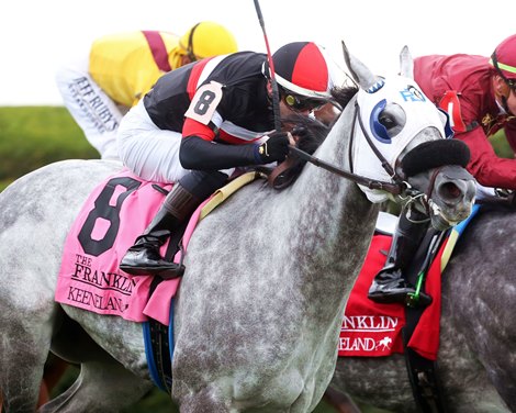 Tony Ann wins the 2023 Franklin Stakes at Keeneland