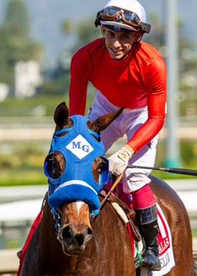 Chatalas and jockey Antonio Fresu win the Grade II $200,000 Chandelier Stakes Saturday, October 7, 2023 at Santa Anita Park, Arcadia, CA.