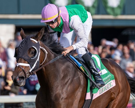 Idiomatic with Florent Geroux wins the Juddmonte Spinster (G1) on Sunday, October 8, 2023 at Keeneland