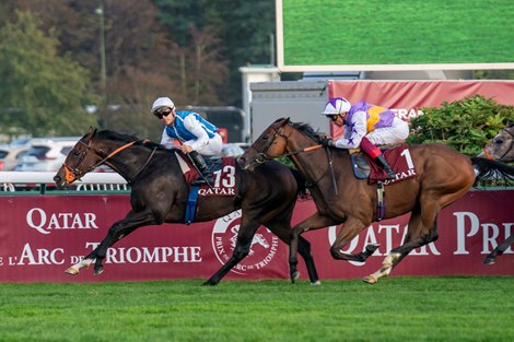 Kelina and Maxine Guyon win the Qatar Prix De La Foret, Hippodrome Parislongchamp, Paris France, Oct 1, 2023, Mathea Kelley