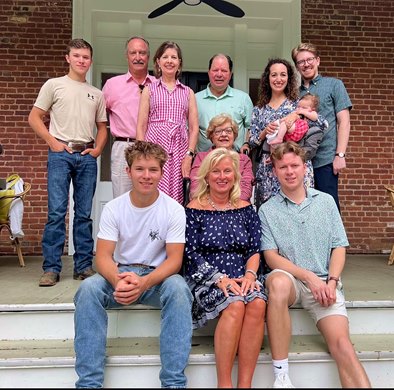 Patrick family (Clay in the blue shirt last row, Mary Leigh Patrick middle red shirt)