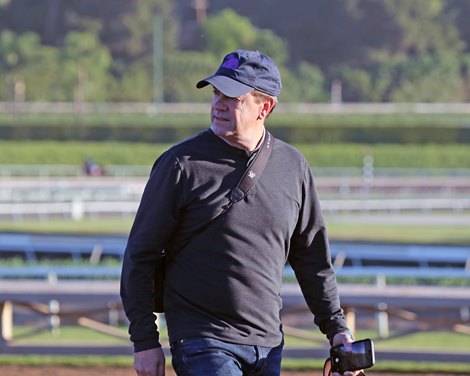 Graham Motion on the track at Santa Anita Park on November 2, 2023. Photo By: Chad B. Harmon