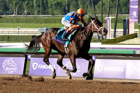 Fierceness with John R. Velazquez wins the Juvenile (G1) at Santa Anita in Arcadia, CA on November 3, 2023.