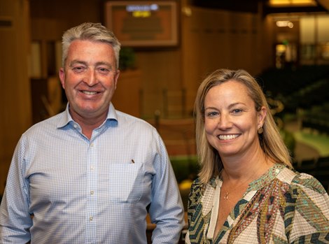 (L-R): Tony Lacy and Shannon Arvin Keeneland November Breeding Stock Sale on Nov. 7, 2023.
