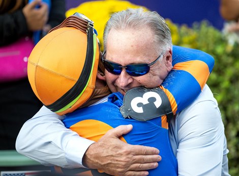 (L-R): Irad Ortiz Jr. and Rick Dutrow after White Abarrio wins the Breeders’ Cup Classic (G1) at Santa Anita in Arcadia, CA on November 4, 2023.