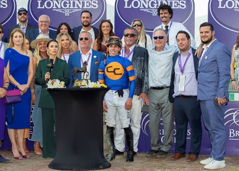 C2Racing Stable's White Abarrio and jockey Irad Ortiz Jr. win the Grade I $6,000,000 Longines Breeders' Cup Classic Saturday November 4, 2023 at Santa Anita Park, Arcadia, CA.<br>
Benoit Photo.