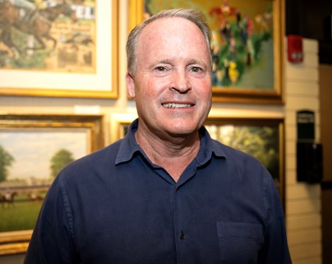 Paul Varga with Hip 223 Dalika, consigned by Case Clay Thoroughbred Management to the Keeneland November Breeding Stock Sale in Lexington, Ky. on Nov. 8, 2023.