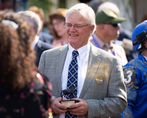 Bill Mott after Cody's Wish with Junior Alvarado wins the Dirt Mile (G1) at Santa Anita in Arcadia, CA on November 4, 2023.