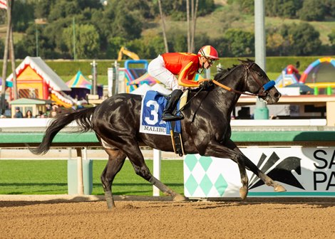 Pegram, Watson and Weitman&#39;s Speed Boat Beach and jockey Flavien Prat win the Grade I $300,000 Malibu Stakes Tuesday, December 26, 2023 at Santa Anita Park, Arcadia, CA. &#169;Benoit Photo