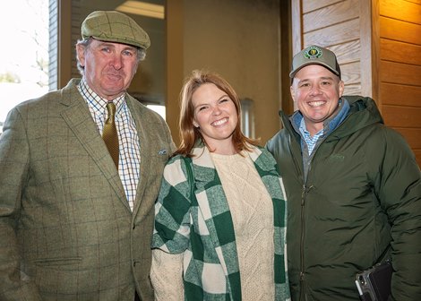 2024 Fasig-Tipton Winter Mixed Sale, Grovendale team, l-r, James Keogh, Georgia Keogh, Chance Timm