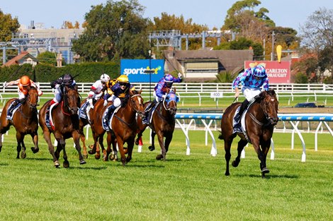 Pride Of Jenni wins the 2024 All Star Mile at Caulfield Racecourse<br>
ridden by Declan Bates and trained by Ciaron Maher