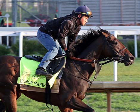 Honor Marie on the track at Churchill Downs on May 1, 2024. Photo By: Chad B. Harmon