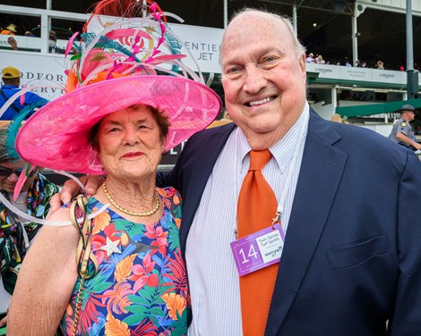 (L-R): Co-Owners Corinne and Billy Heiligbrodt.Cogburn with Irad Ortiz, Jr. wins the Twin Spires Turf Sprint (G2T) at Churchill Downs in Louisville, Ky., on May 4, 2024