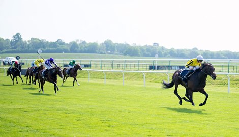 Ambiente Friendly (Callum Shepherd) wins the Derby Trial<br>
Lingfield 11.5.24 Pic: Edward Whitaker