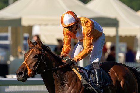 Jayarebe and Sean Leavy win the G3 The Hampton Court Stakes Royal Ascot, Ascot, UK, June 20th, 2024, Mathea Kelley