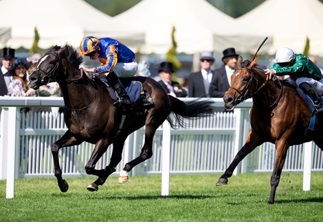 Auguste Rodin (Ryan Moore) wins the Prince Of Wales's Stakes<br>
Ascot 19.6.24 Pic: Edward Whitaker