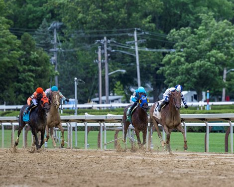 Venti Valentine with Irad Ortiz Jr. wins the Critical Eye on New York Showcase as part of the Belmont Stakes Festival at Saratoga in Saratoga Springs, NY., on June 9, 2024.