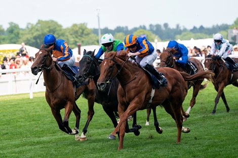 Fairy Godmother and Ryan Moore win the G3 Albany Stakes, Royal Ascot, Ascot, UK, June 21st, 2024, Mathea Kelley