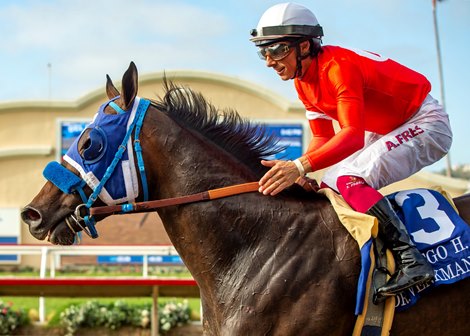 Jockey Antonio Fresu guides Dr. Venkman to the winner&#39;s circle after their victory in the Grade II, $300,000 San Diego Handicap, Saturday, July 27, 2024 at Del Mar Thoroughbred Club, Del Mar CA.&#169; BENOIT PHOTO