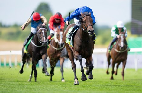 Ancient Truth (William Buick) wins the Superlative Stakes<br>
Newmarket 13.7.24 Pic: Edward Whitaker