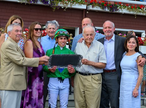 Mo Plex with Irad Ortiz Jr. wins the Funny Cide at Saratoga on August 25, 2024.