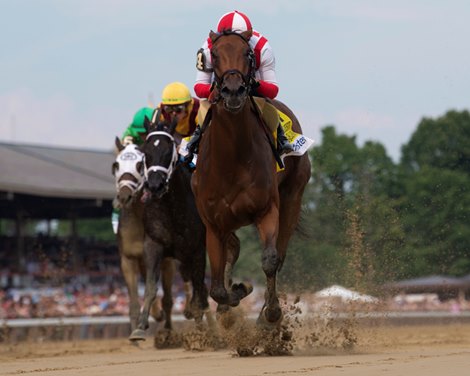 Ways and Means and Flavian Prat win the G1 Test Stakes, Saratoga Racecourse, Saratoga Springs, NY, Aug 3, 2024, Mathea Kelley