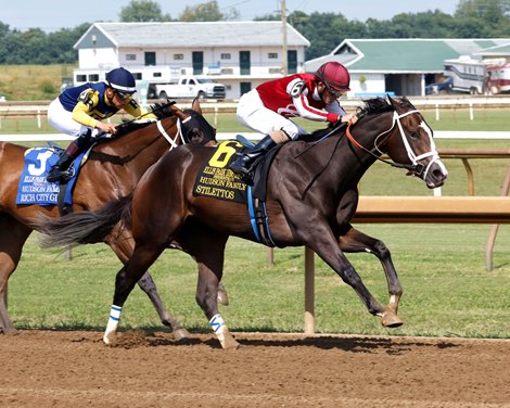 Stilettos wins the 2024 Ellis Park Debutante Stakes at Ellis Park