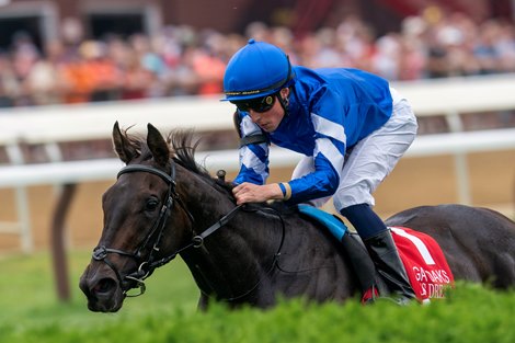 Cinderella's Dream and William Buick win the Fasig-Tipton Saratoga Oaks, Saratoga Racecourse, Saratoga Springs, NY, Aug 2, 2024, Mathea Kelley