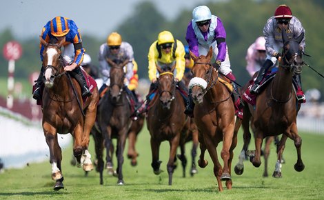 Opera Singer (Ryan Moore) beats See The Fire (centre) and Sparkling Plenty in the Nassau Stakes<br>
Goodwood 1.8.24 Pic: Edward Whitaker