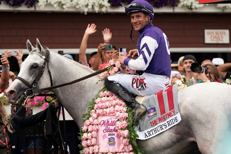 Arthur's Ride and Junior Alvarado win the G1 Whitney Stake, Saratoga Racecourse, Saratoga Springs, NY, Aug 3, 2024, Javier Molina