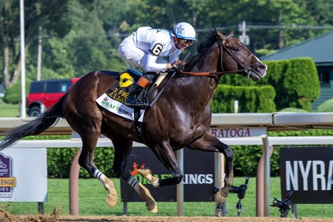 Mullikin with Flavien Prat wins the Forego (G1) at Saratoga Race Course in Saratoga Springs, N.Y., on Aug. 24, 2024.