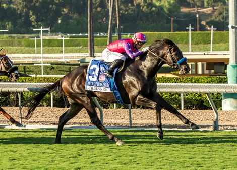 Cuyathy's Johannes and jockey Umberto Rispoli win the Grade II $200,000 City of Hope Mile Saturday September 28, 2024 at Santa Anita Park, Arcadia, CA.<br>
Benoit Photo