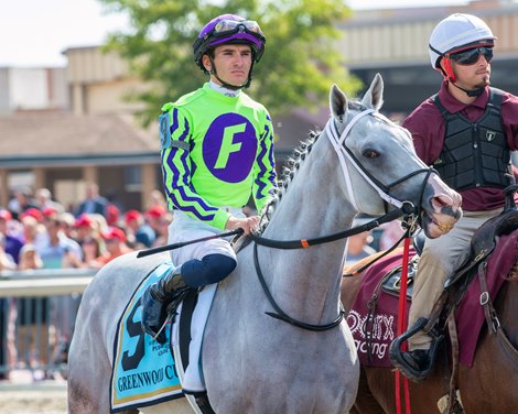 Next #9 with Luann Machado  riding won the $200,000 Grade III Greenwood Cup at Parx Racing in Bensalem, PA on September 21, 2024. Photo by Joe Labozzetta/EQUI-PHOTO