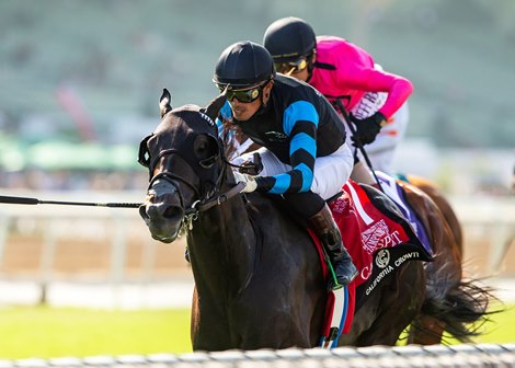 Kretz Racing’s Cabo Spirit and jockey Abel Cedillo, win the Grade II $750,000 California Crown John Henry Turf Championship Saturday, September 28, 2024 at Santa Anita Park, Arcadia, CA. Benoit Photo