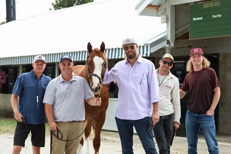 Icon Racing at the 2024 Keeneland September Yearling Sale. (L-R) Kyle Zorn, Four Star Sales Groom, Hip 2469, Jayson Werth, Whit Beckman, Jackson Werth.