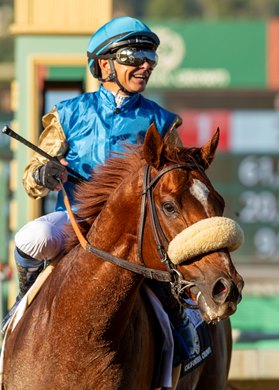 Wathnan Racing’s Subsanador and jockey Mike Smith  win the inaugural California Crown Stakes, Grade I $1,000,000, on Saturday, September 28, 2024 at Santa Anita Park, Arcadia, CA. Benoit Photo Benoit Photo