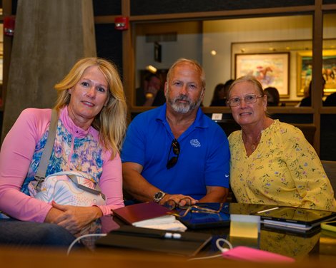 (L-R): Buyer of hip 347 include Lynda Hayes, Todd Quast, and Mandy Pope. Hip 347 colt by Curlin out of Cavorting  from Indian Creek, agent for Stonestreet Bred and Raised<br>
Scenes from the Keeneland September sale near Lexington, Ky., on Sept. 10, 2024.